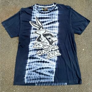 Vintage Navy & White 2007 Lot29 Looney Tunes Bugs Bunny Tie Dye Tee Shirt